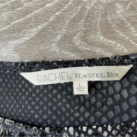 RACHEL ROY Black Snakeskin Print Gathered Textured Dress - Picture 9 of 16